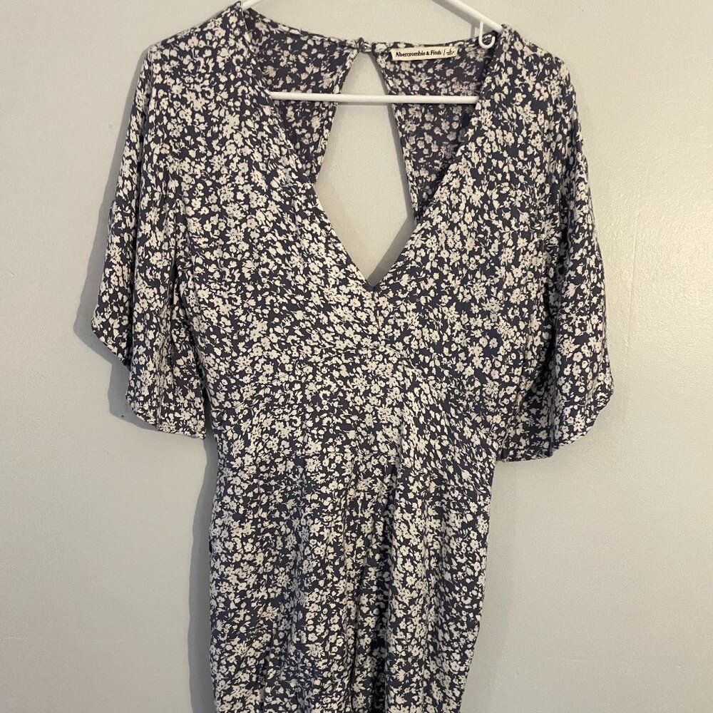 Abercrombie Romper - Blue Floral - Open Back - Large